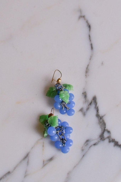 Blue Glass Grape Earrings by 1940s - Vintage Meet Modern Vintage Jewelry - Chicago, Illinois - #oldhollywoodglamour #vintagemeetmodern #designervintage #jewelrybox #antiquejewelry #vintagejewelry