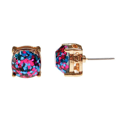 Always Sparkle Glitter Stud Earring in Hot Pink and Blue by Vintage Meet Modern - Vintage Meet Modern Vintage Jewelry - Chicago, Illinois - #oldhollywoodglamour #vintagemeetmodern #designervintage #jewelrybox #antiquejewelry #vintagejewelry
