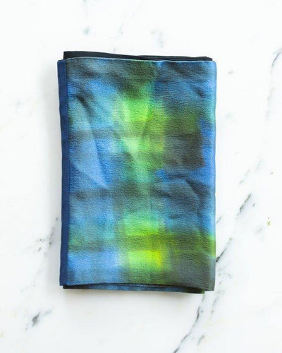M. P. Murray Black, Blue and Green Gradient Silk Signed Scarf by M P Murray - Vintage Meet Modern Vintage Jewelry - Chicago, Illinois - #oldhollywoodglamour #vintagemeetmodern #designervintage #jewelrybox #antiquejewelry #vintagejewelry