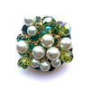 Vintage Shade of Green Rhinestone Brooch with Gray Cha Cha Pearl by Juliana - Vintage Meet Modern Vintage Jewelry - Chicago, Illinois - #oldhollywoodglamour #vintagemeetmodern #designervintage #jewelrybox #antiquejewelry #vintagejewelry