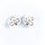 Vintage White Pansy Flower with Rhinestones Statement Earrings