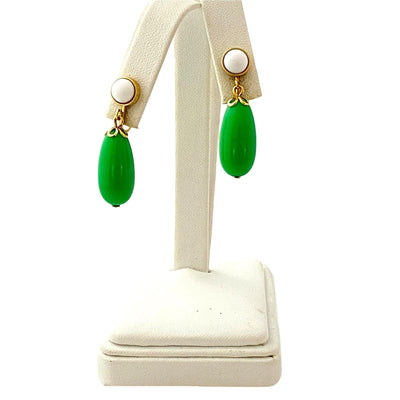 Vintage Avon Green and White Statement Earrings by Avon - Vintage Meet Modern Vintage Jewelry - Chicago, Illinois - #oldhollywoodglamour #vintagemeetmodern #designervintage #jewelrybox #antiquejewelry #vintagejewelry