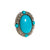 Vintage Turquoise Glass and Rhinestone Statement Ring