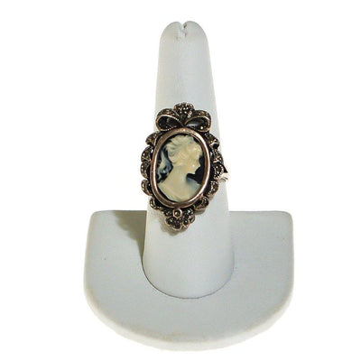 Victorian Cameo Ring Sterling Silver and Marcasite by Sterling Silver - Vintage Meet Modern Vintage Jewelry - Chicago, Illinois - #oldhollywoodglamour #vintagemeetmodern #designervintage #jewelrybox #antiquejewelry #vintagejewelry