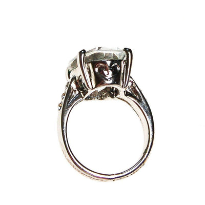 Huge Oval CZ Statement Ring set in Silver Tone by Unsigned Beauty - Vintage Meet Modern Vintage Jewelry - Chicago, Illinois - #oldhollywoodglamour #vintagemeetmodern #designervintage #jewelrybox #antiquejewelry #vintagejewelry