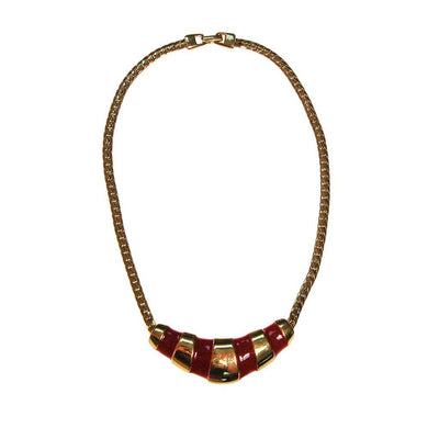 Gold and Red Napier Collar Necklace, 1970s by Napier - Vintage Meet Modern Vintage Jewelry - Chicago, Illinois - #oldhollywoodglamour #vintagemeetmodern #designervintage #jewelrybox #antiquejewelry #vintagejewelry