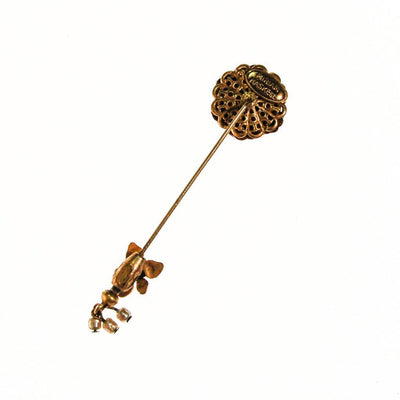 Miriam Haskell Gold Flower Stick Pin by Miriam Haskell - Vintage Meet Modern Vintage Jewelry - Chicago, Illinois - #oldhollywoodglamour #vintagemeetmodern #designervintage #jewelrybox #antiquejewelry #vintagejewelry