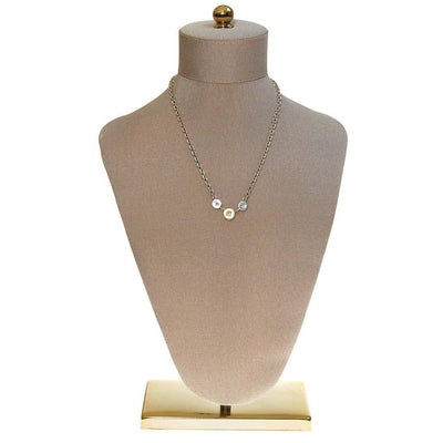 Robin Rotenier Sterling Silver and 18kt Gold Disc and White Sapphire Necklace by Robin Rotenier - Vintage Meet Modern Vintage Jewelry - Chicago, Illinois - #oldhollywoodglamour #vintagemeetmodern #designervintage #jewelrybox #antiquejewelry #vintagejewelry