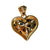 Alana Stewart Gold Puffy Heart Necklace Pendant, Leopard Print and Rhinestones, Reversible