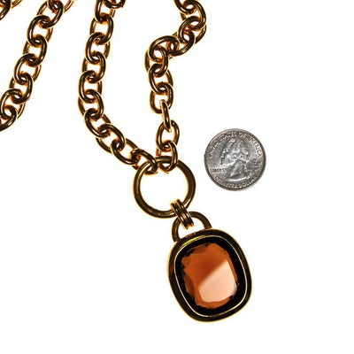 Joan Rivers Gold Chain Necklace with Smokey Topaz Pendant by Joan Rivers - Vintage Meet Modern Vintage Jewelry - Chicago, Illinois - #oldhollywoodglamour #vintagemeetmodern #designervintage #jewelrybox #antiquejewelry #vintagejewelry