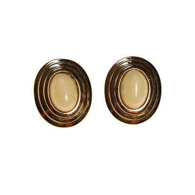 Christian Dior Earrings Gold with Cream Lucite Centers by Christian Dior - Vintage Meet Modern Vintage Jewelry - Chicago, Illinois - #oldhollywoodglamour #vintagemeetmodern #designervintage #jewelrybox #antiquejewelry #vintagejewelry