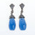 Vintage KJL Kenneth Jay Lane Blue Art Deco Style Crystal and Rhinestone Dangling Earrings