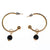 Vintage Gold Hoop Earrings with Black Onyx Bead