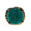 Vintage Faux Carved Jade Statement Ring, Adjustable by 1960s - Vintage Meet Modern Vintage Jewelry - Chicago, Illinois - #oldhollywoodglamour #vintagemeetmodern #designervintage #jewelrybox #antiquejewelry #vintagejewelry