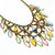 Vintage Waterfall Bib Necklace with Pastel Rhinestones