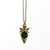 Vintage Gold Arrow Head Necklace with Speckled Jade Art Glass Cabochon