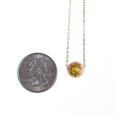 1970s Dainty Gold Filled Necklace with Yellow Rose on Pink Bead, New Old Stock Minimalist by 1970s - Vintage Meet Modern Vintage Jewelry - Chicago, Illinois - #oldhollywoodglamour #vintagemeetmodern #designervintage #jewelrybox #antiquejewelry #vintagejewelry