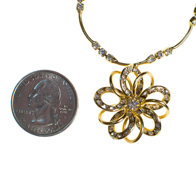Vintage Dainty 1950s Gold Wired Flower and Rhinestone Necklace by 1950s - Vintage Meet Modern Vintage Jewelry - Chicago, Illinois - #oldhollywoodglamour #vintagemeetmodern #designervintage #jewelrybox #antiquejewelry #vintagejewelry