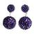 Vintage 1960s Purple Sequin Bon Bon Statement Earrings, Dangle, Purple Sequins, Clear Beads, Clip-on