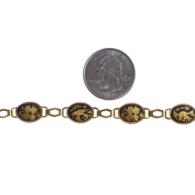 Vintage Spanish Damascene Bracelet Black with Gold Bird Design by Made in Spain - Vintage Meet Modern Vintage Jewelry - Chicago, Illinois - #oldhollywoodglamour #vintagemeetmodern #designervintage #jewelrybox #antiquejewelry #vintagejewelry