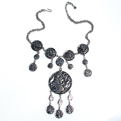Vintage Crown Trifari Silver Coin Statement Necklace by Crown Trifari - Vintage Meet Modern Vintage Jewelry - Chicago, Illinois - #oldhollywoodglamour #vintagemeetmodern #designervintage #jewelrybox #antiquejewelry #vintagejewelry
