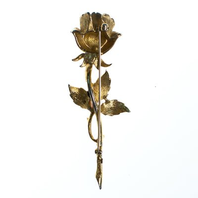 Vintage Boucher Long Stem Gold Rose Brooch, Gold Tone Setting, Brooches and Pins by Boucher - Vintage Meet Modern Vintage Jewelry - Chicago, Illinois - #oldhollywoodglamour #vintagemeetmodern #designervintage #jewelrybox #antiquejewelry #vintagejewelry