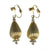 Vintage Fluted Gold Orb Dangling Drop Statement Earrings with Crystals