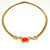 1980's Etruscan Influence Necklace with Red Cabochon