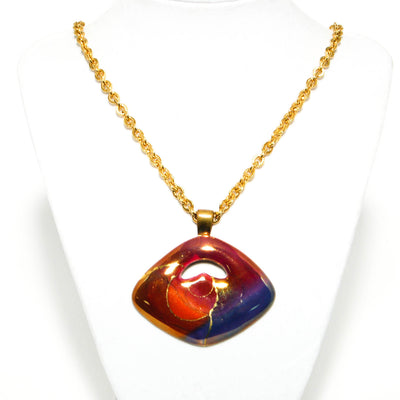 1980's Foiled Art Glass Sunset Necklace by 1980s - Vintage Meet Modern Vintage Jewelry - Chicago, Illinois - #oldhollywoodglamour #vintagemeetmodern #designervintage #jewelrybox #antiquejewelry #vintagejewelry