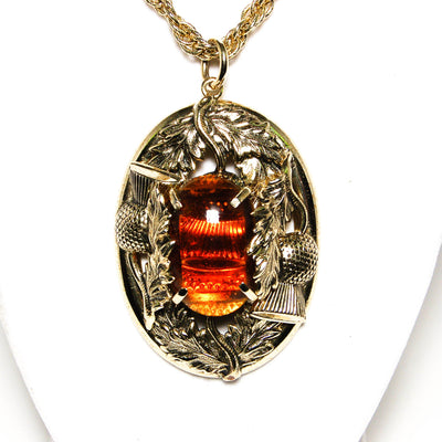 Amber and Gold Tone Glass Cabochon Necklace by Whiting and Davis by Whiting and Davis - Vintage Meet Modern Vintage Jewelry - Chicago, Illinois - #oldhollywoodglamour #vintagemeetmodern #designervintage #jewelrybox #antiquejewelry #vintagejewelry
