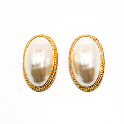 1980's Oval Mabe Pearl Earrings by Givenchy by Givenchy - Vintage Meet Modern Vintage Jewelry - Chicago, Illinois - #oldhollywoodglamour #vintagemeetmodern #designervintage #jewelrybox #antiquejewelry #vintagejewelry