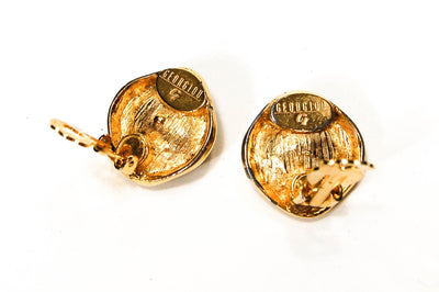 1980's Green Heliotrope Rivoli Rhinestone Earrings by Georgiou by Georgiou - Vintage Meet Modern Vintage Jewelry - Chicago, Illinois - #oldhollywoodglamour #vintagemeetmodern #designervintage #jewelrybox #antiquejewelry #vintagejewelry