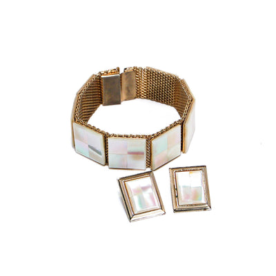 1960's Mother of Pearl Earrings and Bracelet Set by 1960s Vintage - Vintage Meet Modern Vintage Jewelry - Chicago, Illinois - #oldhollywoodglamour #vintagemeetmodern #designervintage #jewelrybox #antiquejewelry #vintagejewelry