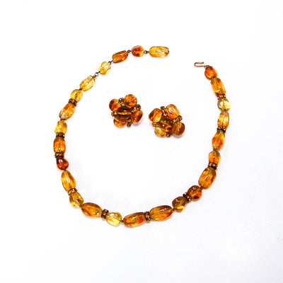 1950's Amber Art Glass Earrings and Necklace Set by Vogue Jewelry by Vogue Jewelry - Vintage Meet Modern Vintage Jewelry - Chicago, Illinois - #oldhollywoodglamour #vintagemeetmodern #designervintage #jewelrybox #antiquejewelry #vintagejewelry
