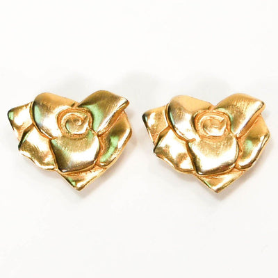 1980's Gold Tone Rose Earrings by 1980s - Vintage Meet Modern Vintage Jewelry - Chicago, Illinois - #oldhollywoodglamour #vintagemeetmodern #designervintage #jewelrybox #antiquejewelry #vintagejewelry
