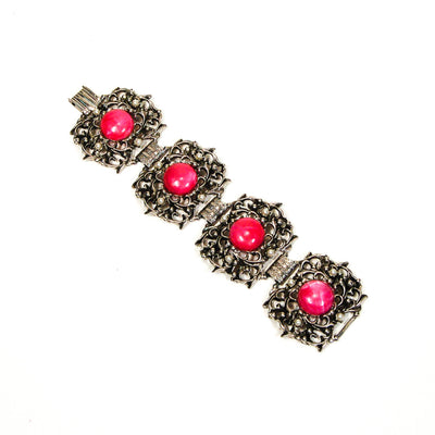 1950's Silver and Pink Lucite Victorian Gothic Bracelet by 1950's - Vintage Meet Modern Vintage Jewelry - Chicago, Illinois - #oldhollywoodglamour #vintagemeetmodern #designervintage #jewelrybox #antiquejewelry #vintagejewelry