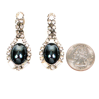 Rhinestone and Hematite Drop Statement Earrings by Unsigned Beauty - Vintage Meet Modern Vintage Jewelry - Chicago, Illinois - #oldhollywoodglamour #vintagemeetmodern #designervintage #jewelrybox #antiquejewelry #vintagejewelry