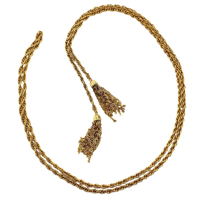 Vintage Gold Tassel Chain Lariat by Unsigned Beauty - Vintage Meet Modern Vintage Jewelry - Chicago, Illinois - #oldhollywoodglamour #vintagemeetmodern #designervintage #jewelrybox #antiquejewelry #vintagejewelry