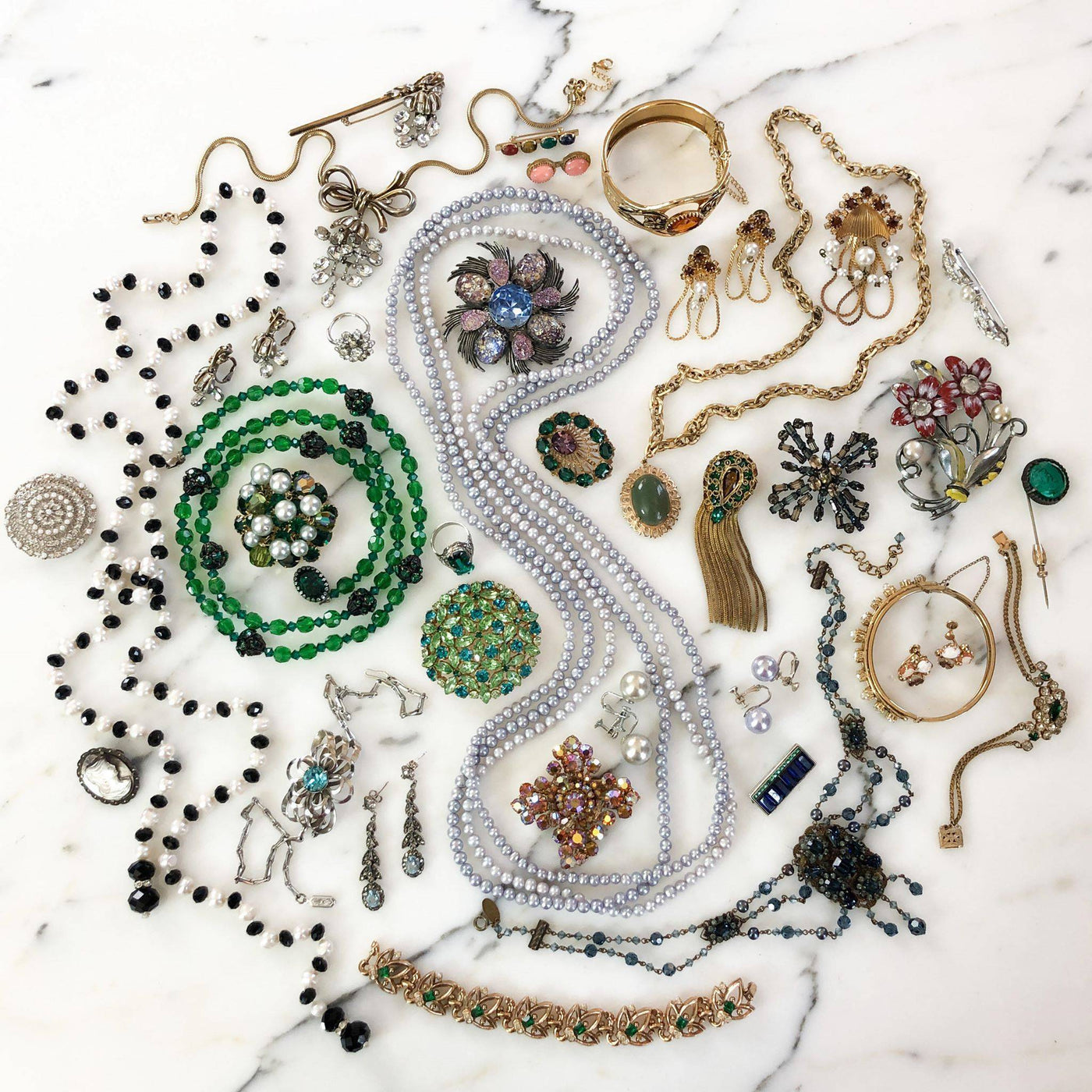 February 16 Collection: Greens, Golds, and Shades of Blues, Too! - Vintage Meet Modern  vintage.meet.modern.jewelry