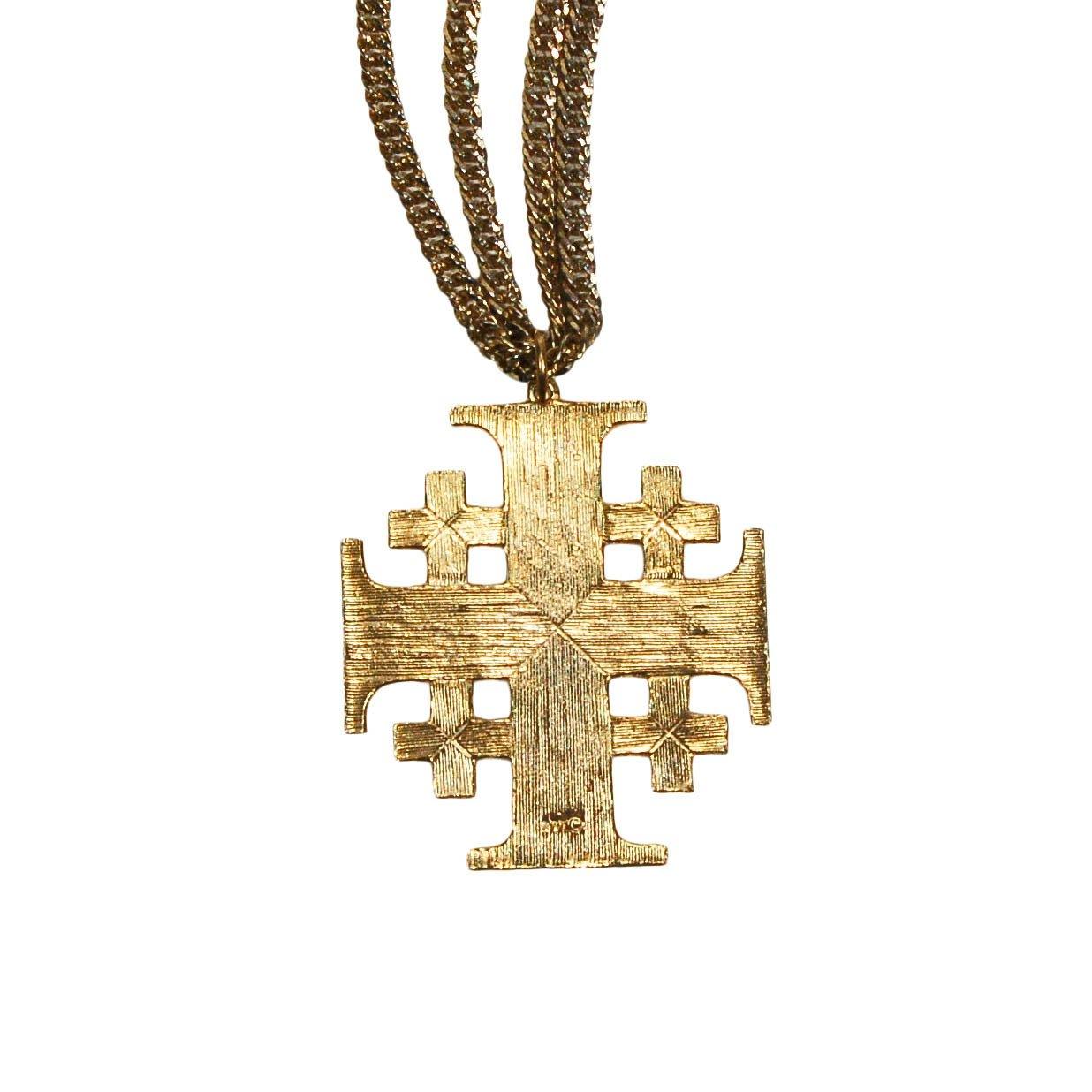 1960s Art Mode Mod Maltese Cross Statement Necklace in Gold, Red, and Orange by Art Mode - Vintage Meet Modern Vintage Jewelry - Chicago, Illinois - #oldhollywoodglamour #vintagemeetmodern #designervintage #jewelrybox #antiquejewelry #vintagejewelry