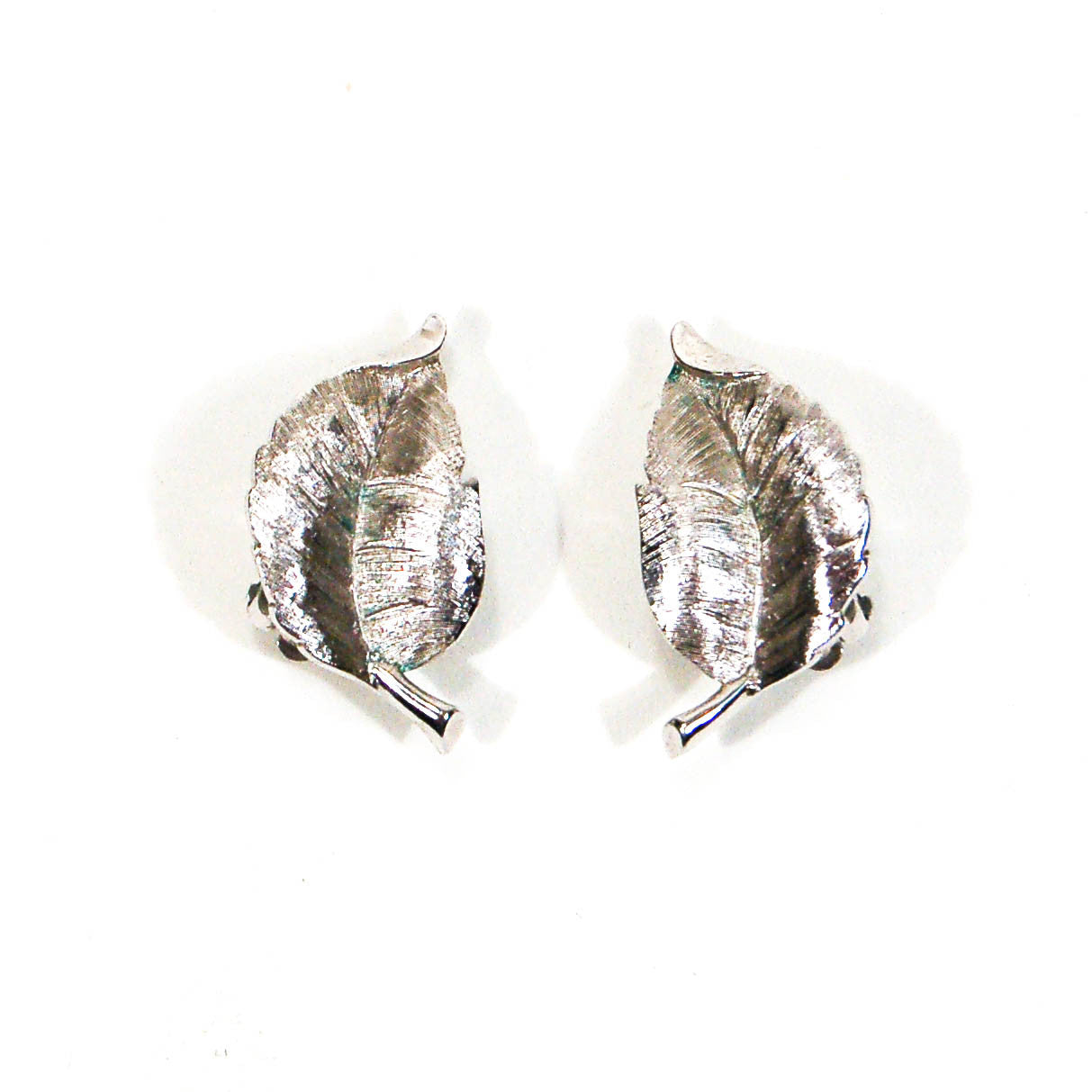 Crown Trifari Silver Leaf Earrings by Crown Trifari - Vintage Meet Modern Vintage Jewelry - Chicago, Illinois - #oldhollywoodglamour #vintagemeetmodern #designervintage #jewelrybox #antiquejewelry #vintagejewelry