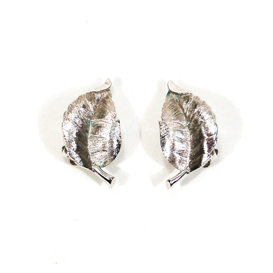 Crown Trifari Silver Leaf Earrings by Crown Trifari - Vintage Meet Modern Vintage Jewelry - Chicago, Illinois - #oldhollywoodglamour #vintagemeetmodern #designervintage #jewelrybox #antiquejewelry #vintagejewelry