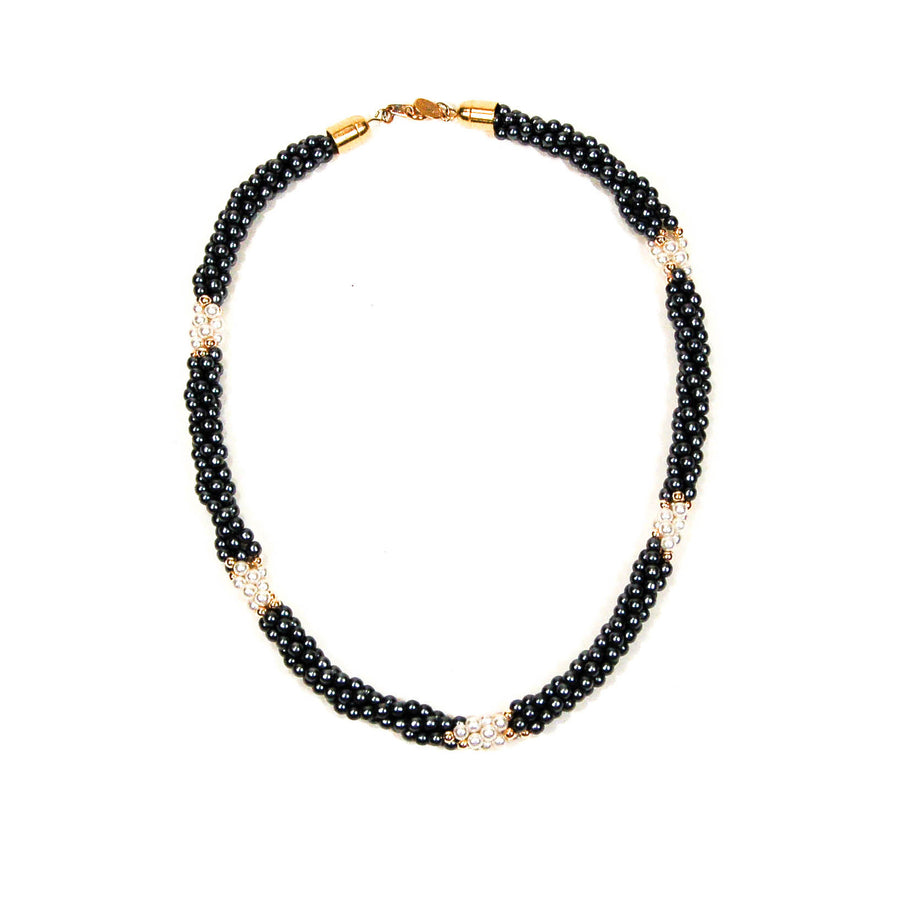 Park Lane Black and White Seed Pearl Necklace by Park Lane - Vintage Meet Modern Vintage Jewelry - Chicago, Illinois - #oldhollywoodglamour #vintagemeetmodern #designervintage #jewelrybox #antiquejewelry #vintagejewelry