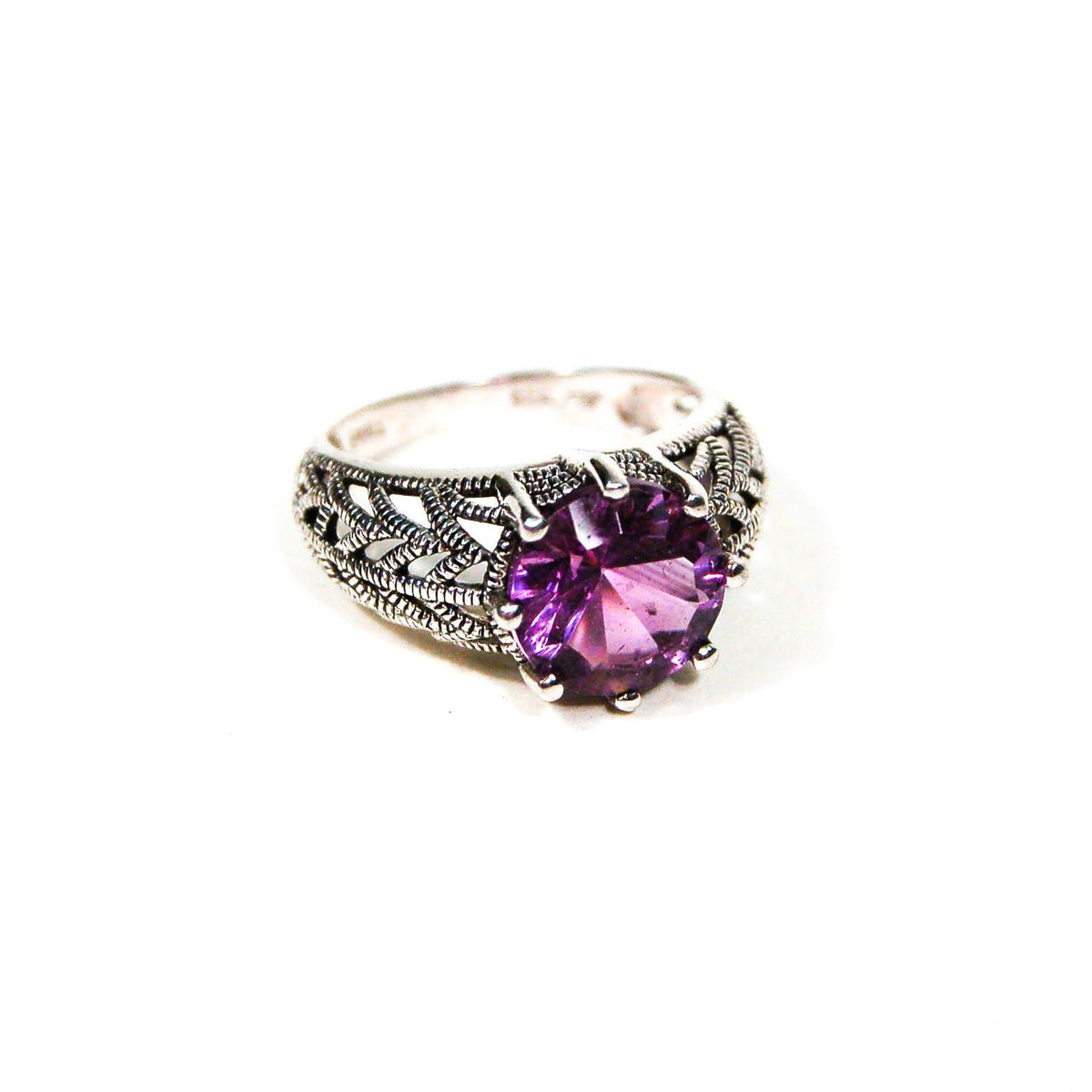 Amethyst Filigree Ring Sterling Silver