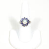 Pearl and Tanzanite Sunburst Ring set in Sterling Silver by Gemstone Ring - Vintage Meet Modern Vintage Jewelry - Chicago, Illinois - #oldhollywoodglamour #vintagemeetmodern #designervintage #jewelrybox #antiquejewelry #vintagejewelry