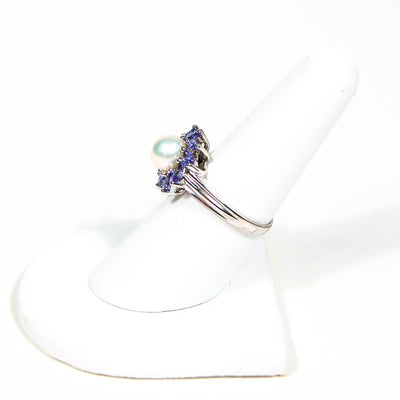 Pearl and Tanzanite Sunburst Ring set in Sterling Silver by Gemstone Ring - Vintage Meet Modern Vintage Jewelry - Chicago, Illinois - #oldhollywoodglamour #vintagemeetmodern #designervintage #jewelrybox #antiquejewelry #vintagejewelry