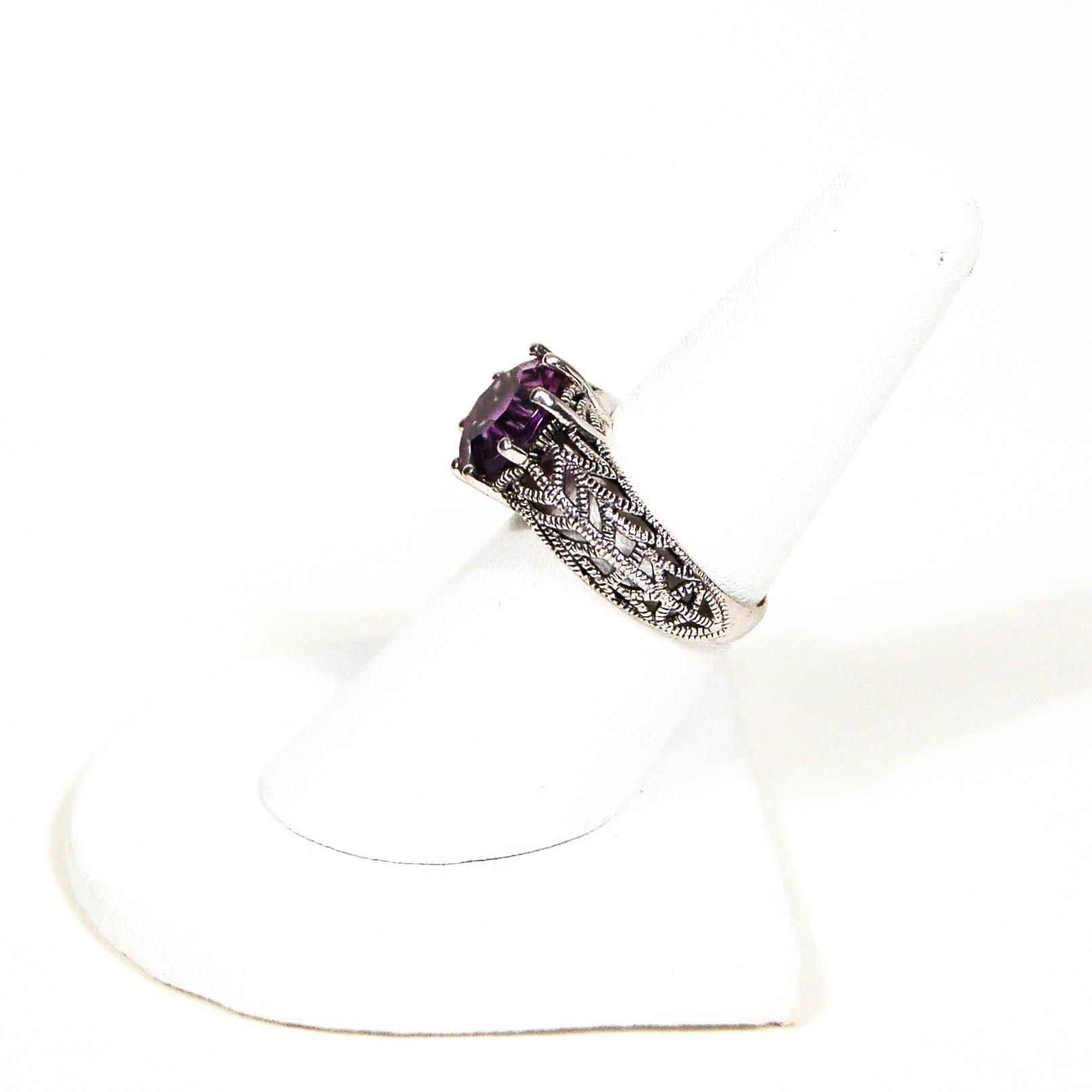 Amethyst Filigree Ring Sterling Silver by Gemstone Ring - Vintage Meet Modern Vintage Jewelry - Chicago, Illinois - #oldhollywoodglamour #vintagemeetmodern #designervintage #jewelrybox #antiquejewelry #vintagejewelry