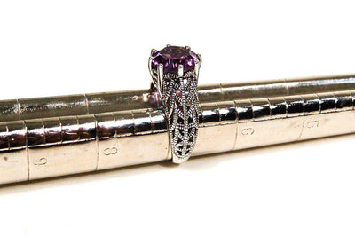 Amethyst Filigree Ring Sterling Silver by Gemstone Ring - Vintage Meet Modern Vintage Jewelry - Chicago, Illinois - #oldhollywoodglamour #vintagemeetmodern #designervintage #jewelrybox #antiquejewelry #vintagejewelry