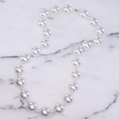 Vintage 1950s Large White Bubble Bead Faux Pearl Necklace by Unsigned - Vintage Meet Modern Vintage Jewelry - Chicago, Illinois - #oldhollywoodglamour #vintagemeetmodern #designervintage #jewelrybox #antiquejewelry #vintagejewelry