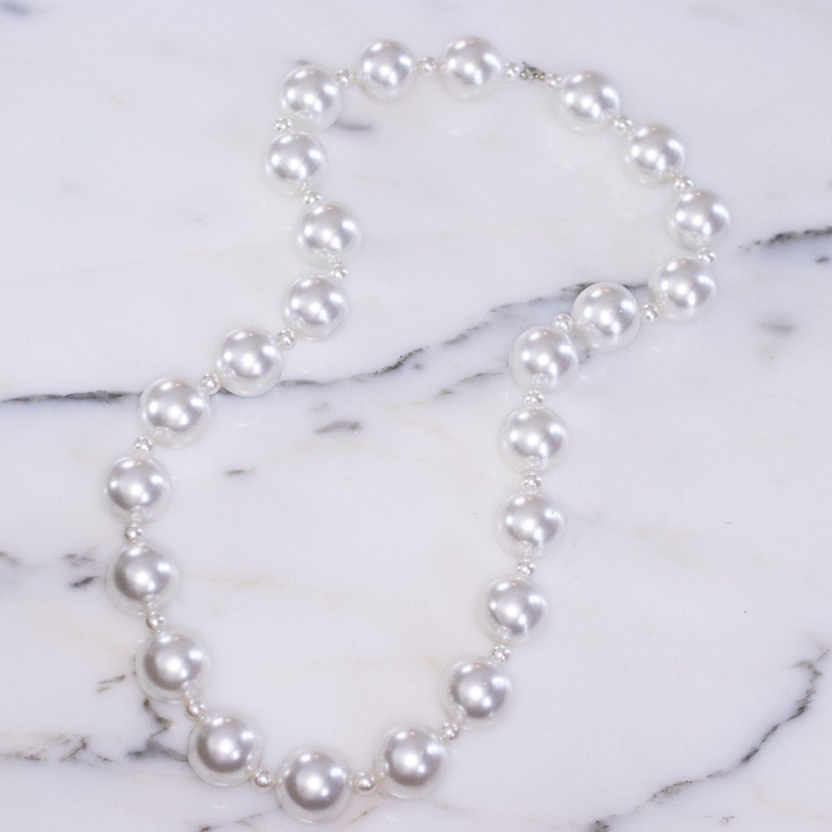 Vintage 1950s Large White Bubble Bead Faux Pearl Necklace